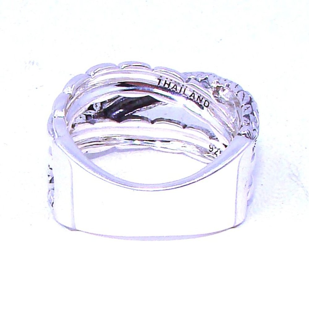 John Hardy JAI Wide Floral Carved Cross-Over Band Sterling Silver Ring - 6.5 - Picture 8 of 13